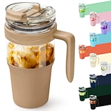 Stylish Glass Tumbler with Straw for smoothies and iced beverages